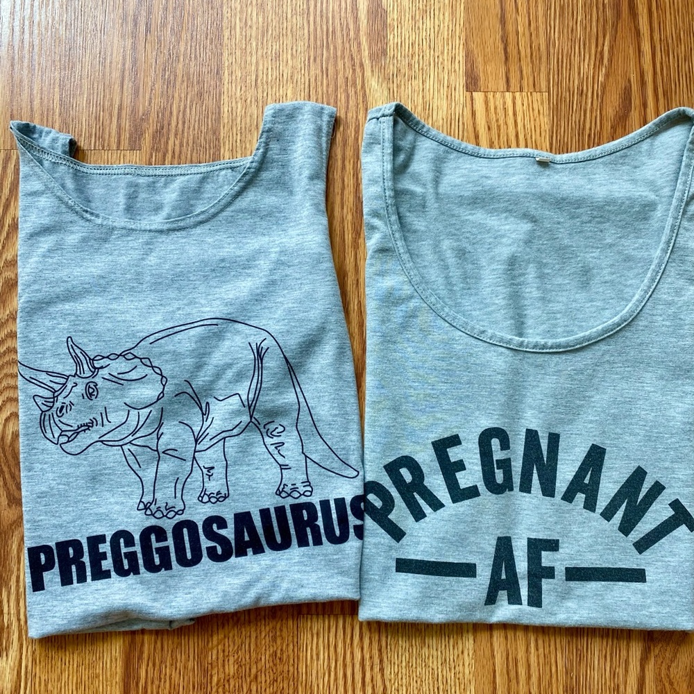 Gray Preggosaurus Maternity Tank Top - Picture 4 of 4